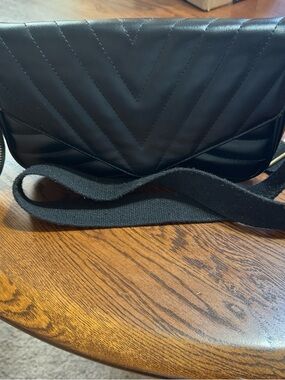 Black Quilted Mini Shoulder Bag with Wide Strap